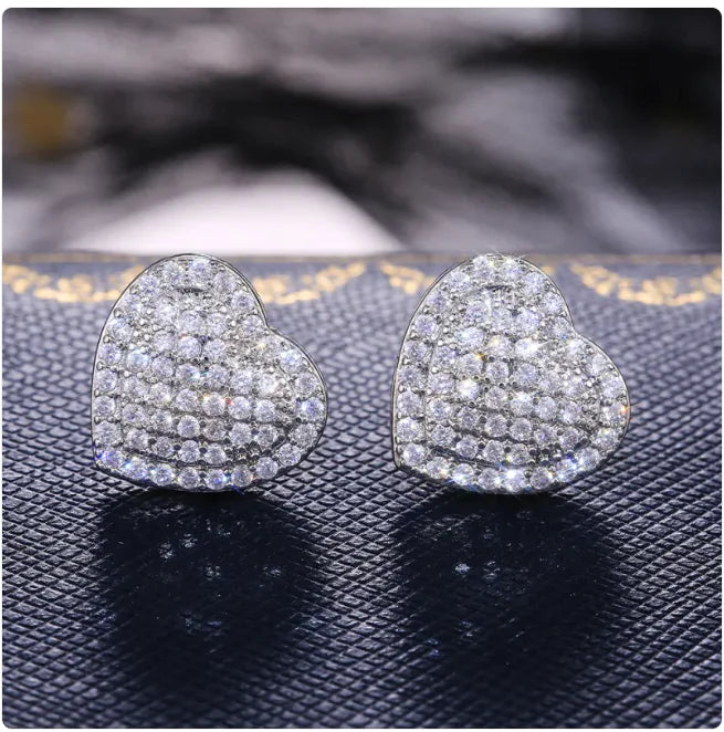 Zircon Heart Stud Earrings for Women