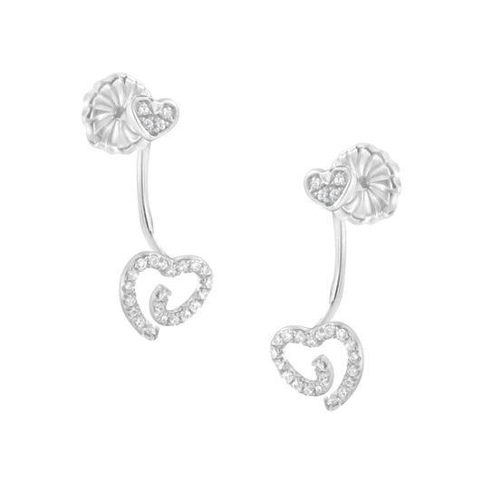 Sterling Silver Diamond Heart Earrings